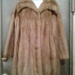 GERGEOUS MINK COAT JACKET REAL GENUINE NATURAL BROWN TAN FUR M MEDIUM, L LARGE